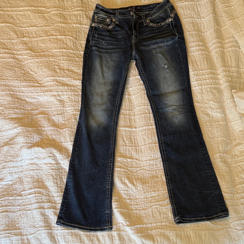 Miss Me Mid-Rise Boot Dark Blue Flare Jeans
